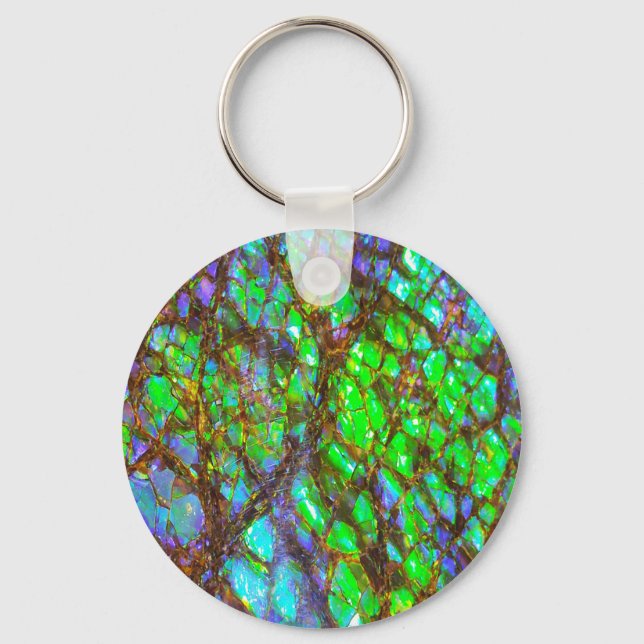 Falln Peacock Ammolite Keychain (Front)