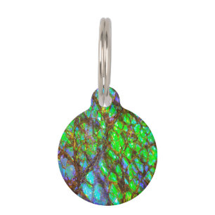 Falln Peacock Ammolite Pet Tag