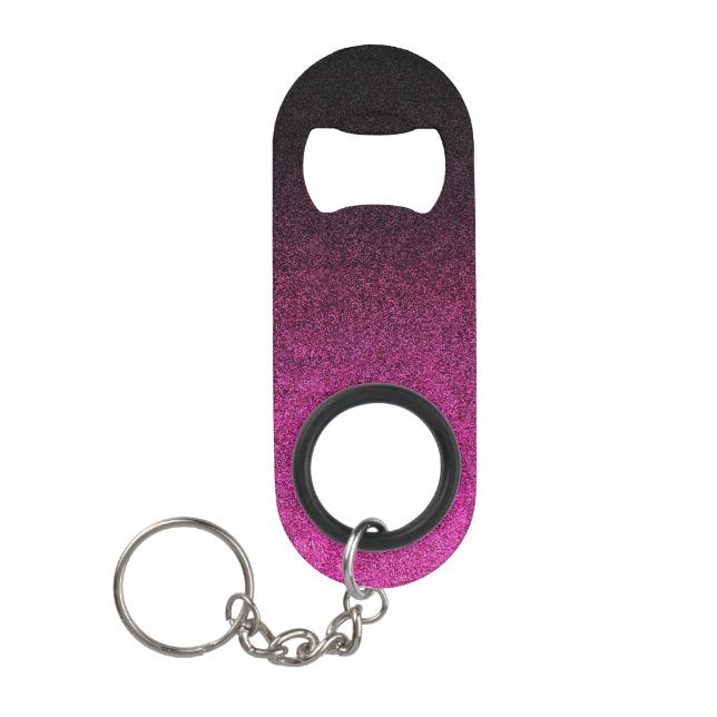 Falln Pink & Black Glitter Gradient Mini Bottle Opener (Front)