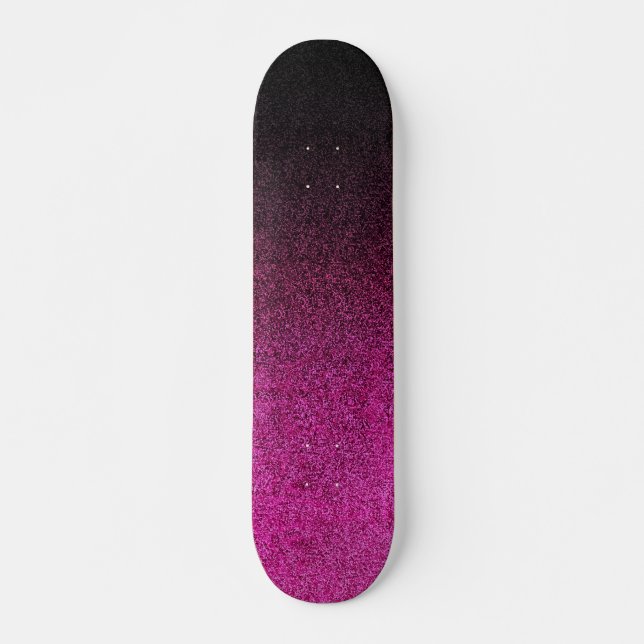 Falln Pink & Black Glitter Gradient Skateboard (Front)
