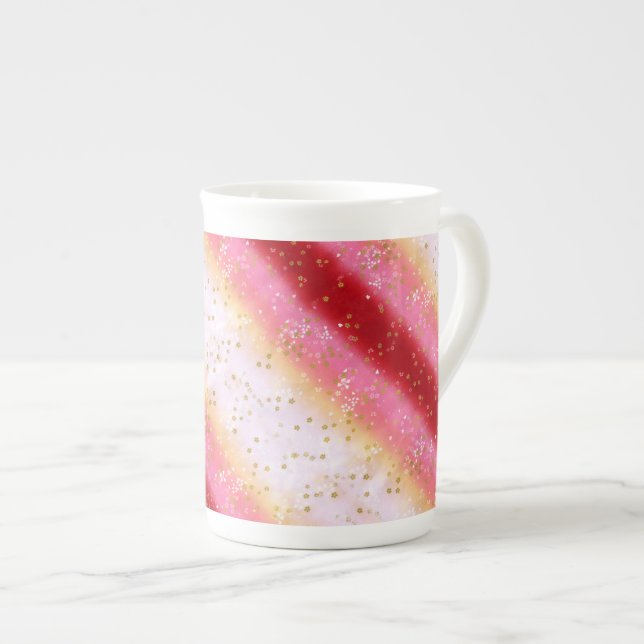 Falln Pink Sakura Sunrise Bone China Mug (Front Right)