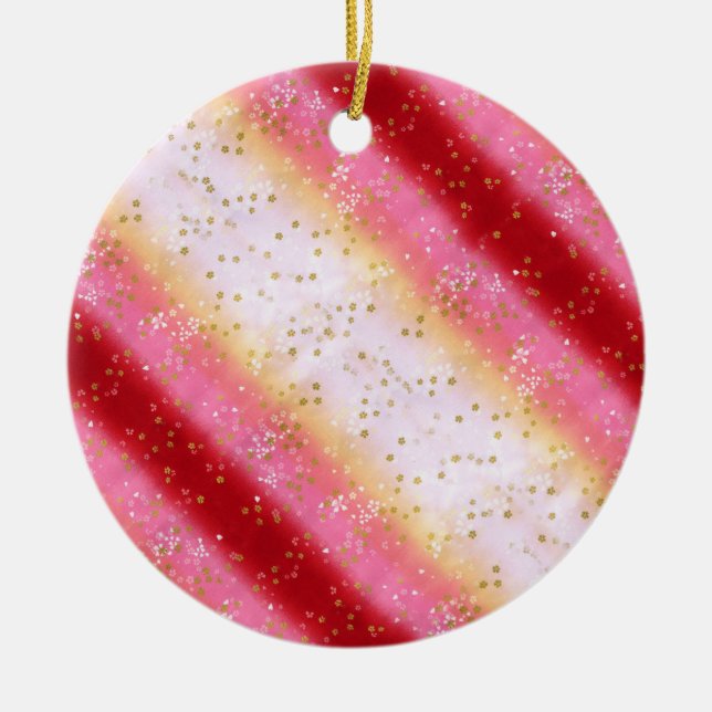 Falln Pink Sakura Sunrise Ceramic Ornament (Front)