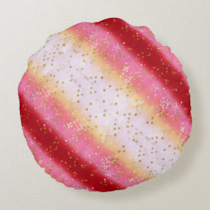 Falln Pink Sakura Sunrise Round Pillow