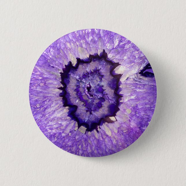Falln Purple Agate Geode 2 Inch Round Button (Front)