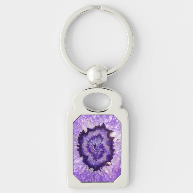 Falln Purple Agate Geode Keychain (Front)