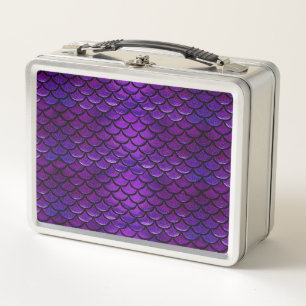 Falln Purple And Blue Mermaid Scales Metal Lunch Box