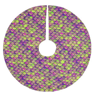 Falln Purple and Green Scales Brushed Polyester Tree Skirt