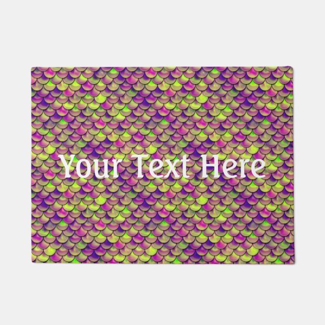 Falln Purple and Green Scales Doormat (Front)