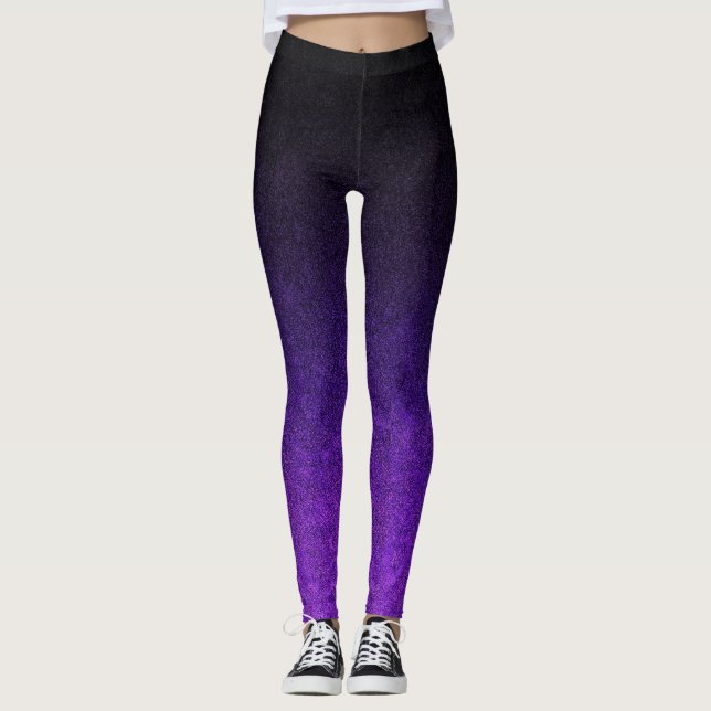 Falln Purple & Black Glitter Gradient Leggings (Front)