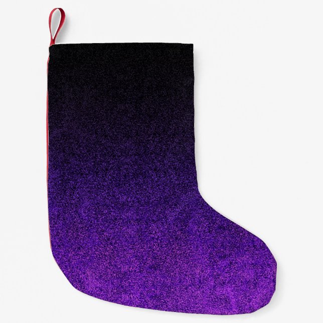Falln Purple & Black Glitter Gradient Small Christmas Stocking (Front)