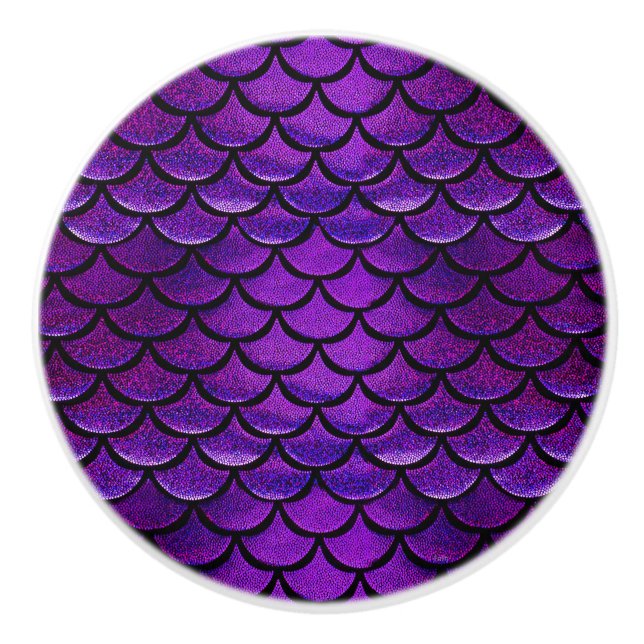 Falln Purple & Blue Mermaid Scales Ceramic Knob (Front)