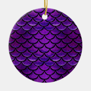 Falln Purple & Blue Mermaid Scales Ceramic Ornament
