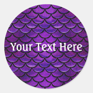 Falln Purple & Blue Mermaid Scales Classic Round Sticker