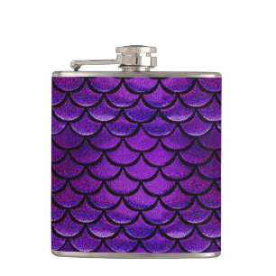 Falln Purple & Blue Mermaid Scales Hip Flask