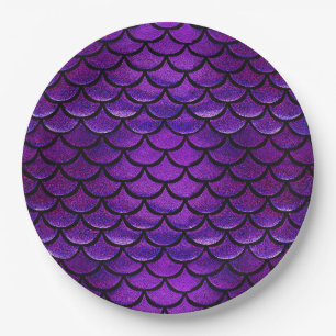 Falln Purple & Blue Mermaid Scales Paper Plate