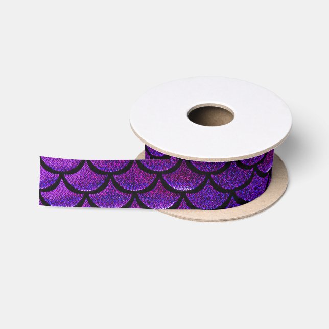 Falln Purple & Blue Mermaid Scales Satin Ribbon (Spool)