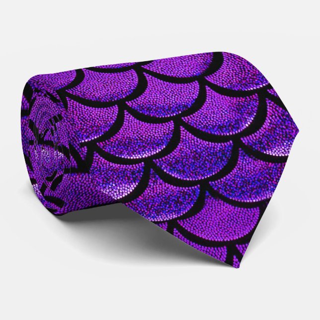 Falln Purple & Blue Mermaid Scales Tie (Rolled)