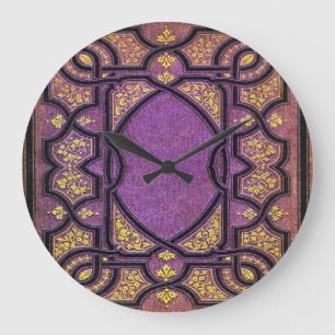 Falln Purple & Gold Vines Book Cover Large Clock