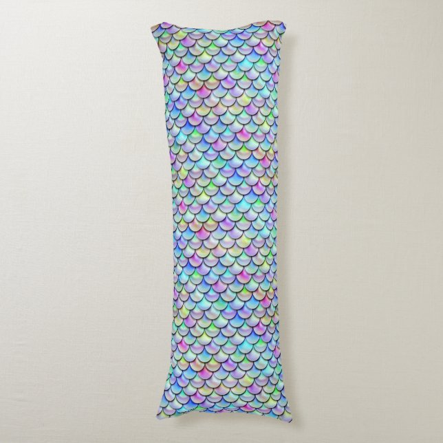 Falln Rainbow Bubble Mermaid Scales Body Pillow (Front Vertical)
