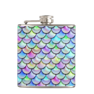 Falln Rainbow Bubble Mermaid Scales Hip Flask