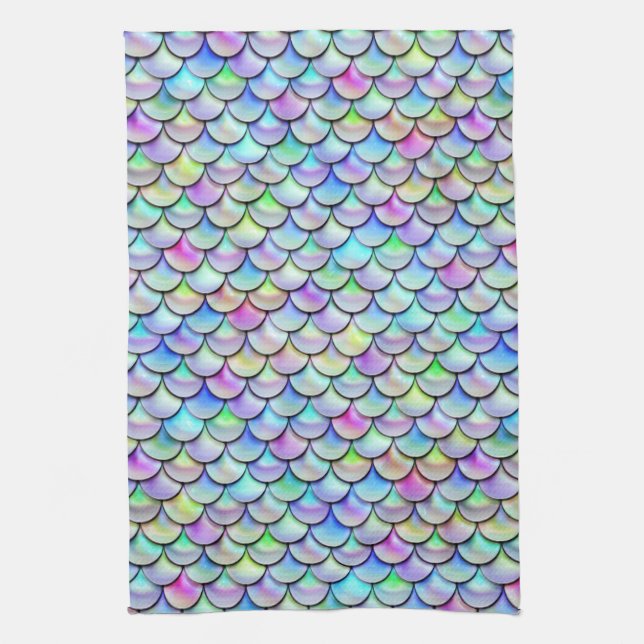 Falln Rainbow Bubble Mermaid Scales Kitchen Towel (Vertical)