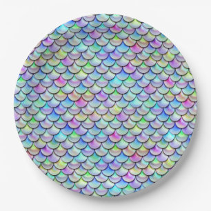 Falln Rainbow Bubble Mermaid Scales Paper Plate
