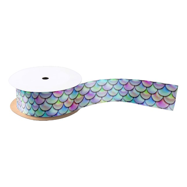 Falln Rainbow Bubble Mermaid Scales Satin Ribbon (Spool)