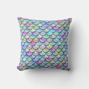 Falln Rainbow Bubble Mermaid Scales Throw Pillow