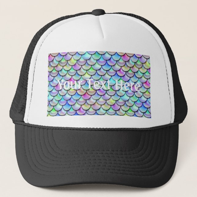 Falln Rainbow Bubble Mermaid Scales Trucker Hat (Front)
