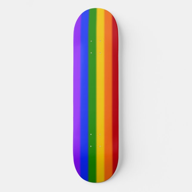 Falln Rainbow Gay Pride Flag Skateboard (Front)