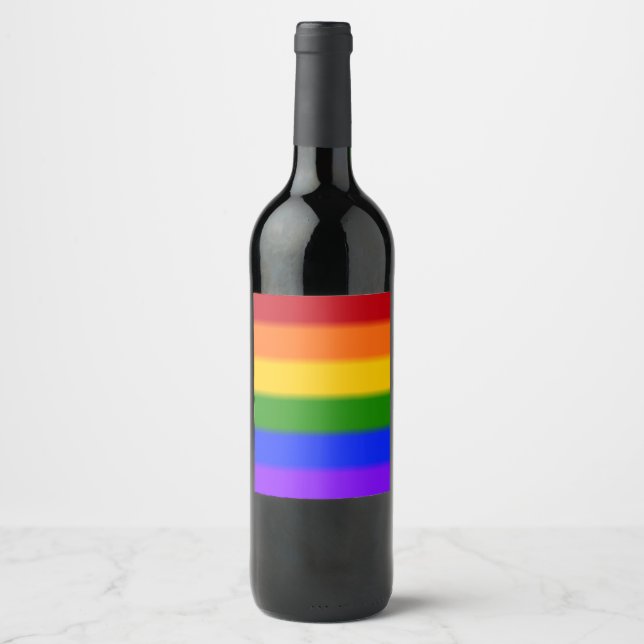 Falln Rainbow Gay Pride Flag Wine Label (Front)