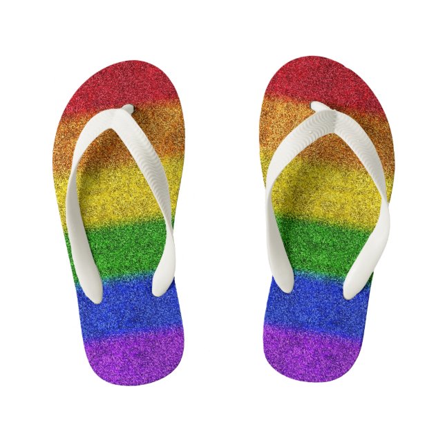Falln Rainbow Glitter Gradient Kid's Flip Flops (Footbed)