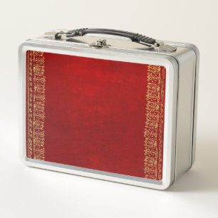 Falln Red And Gilded Gold Metal Lunch Box