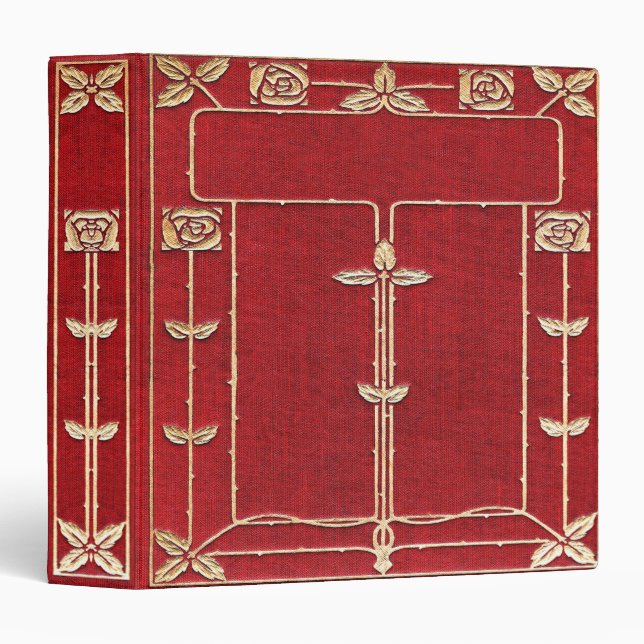 Falln Red and Gold Rose Vines Book Binder (Front/Spine)