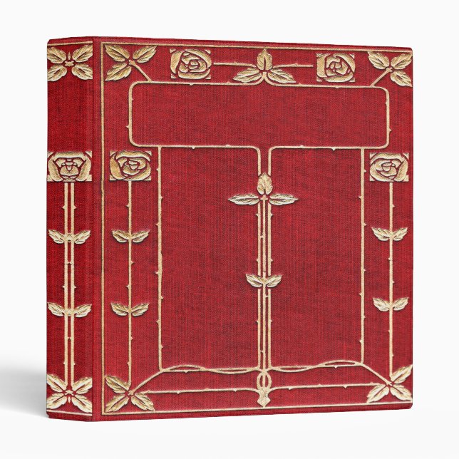 Falln Red and Gold Rose Vines Book Binder (Front/Spine)