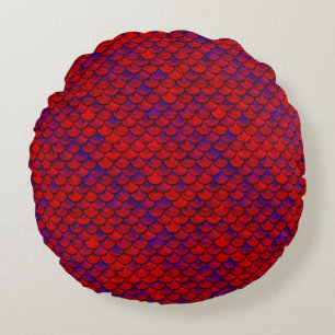 Falln Red and Purple Scales Round Pillow