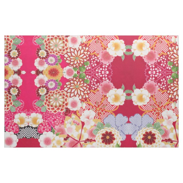 Falln Red Floral Burst Fabric (Fat Quarter)