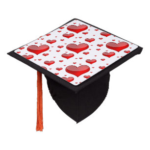 Falln Red Hearts (You Choose Background Colour!) Graduation Cap Topper