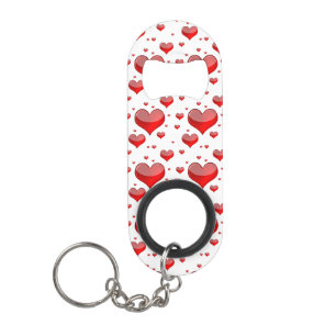 Falln Red Hearts (You Choose Background Colour!) Keychain Bottle Opener