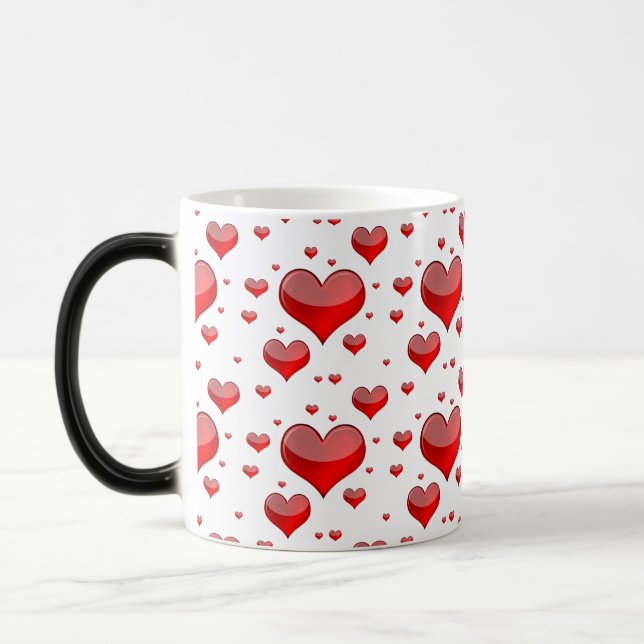 Falln Red Hearts (You Choose Background Colour!) Magic Mug (Left)