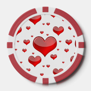 Falln Red Hearts (You Choose Background Colour!) Poker Chips