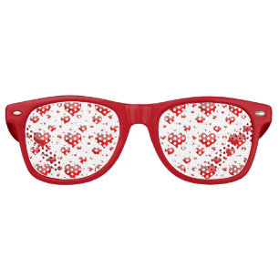 Falln Red Hearts (You Choose Background Colour!) Retro Sunglasses