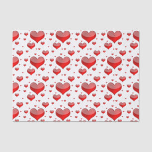 Falln Red Hearts (You Choose Background Colour!) Tissue Paper