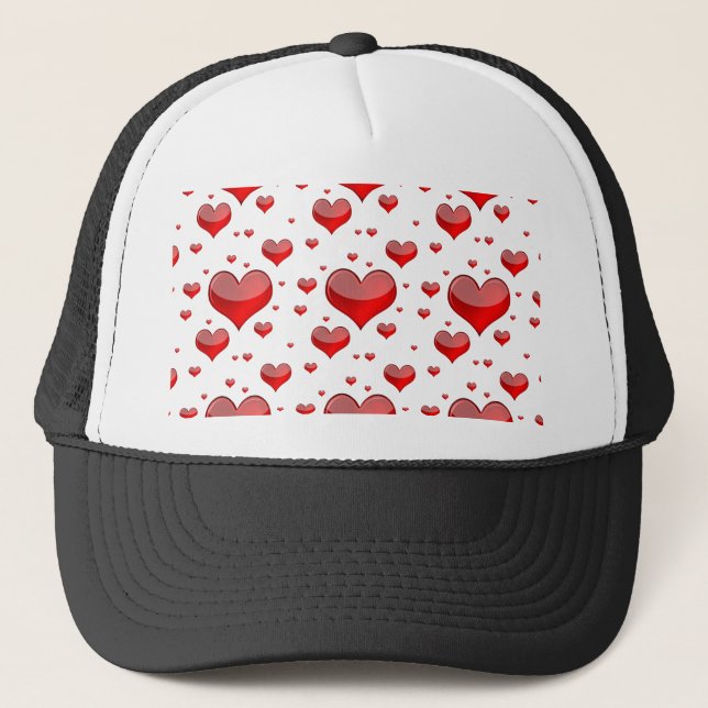 Falln Red Hearts (You Choose Background Colour!) Trucker Hat (Front)