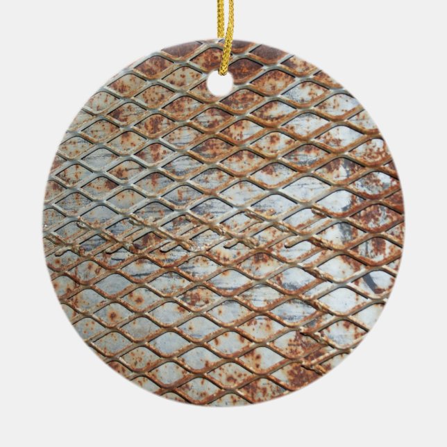 Falln Rusty Grate Ceramic Ornament (Front)