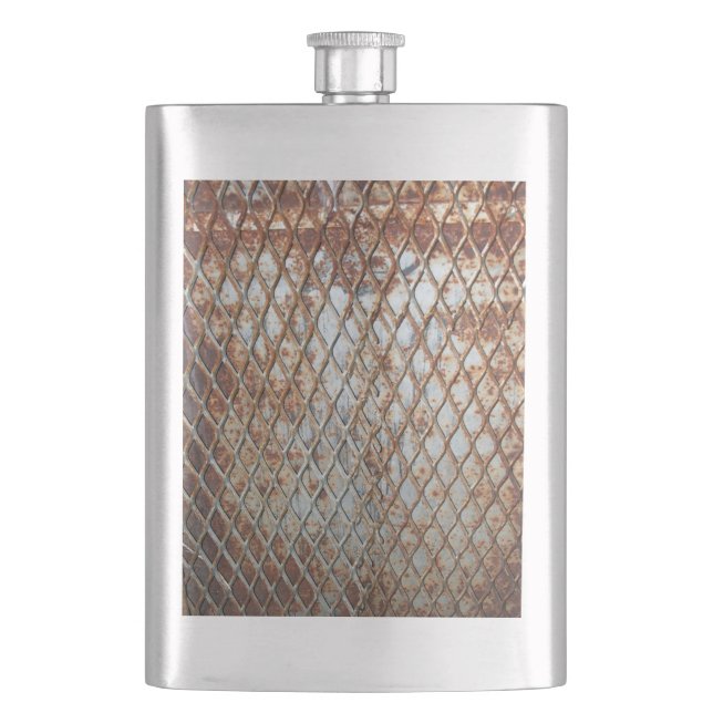Falln Rusty Grate Hip Flask (Front)