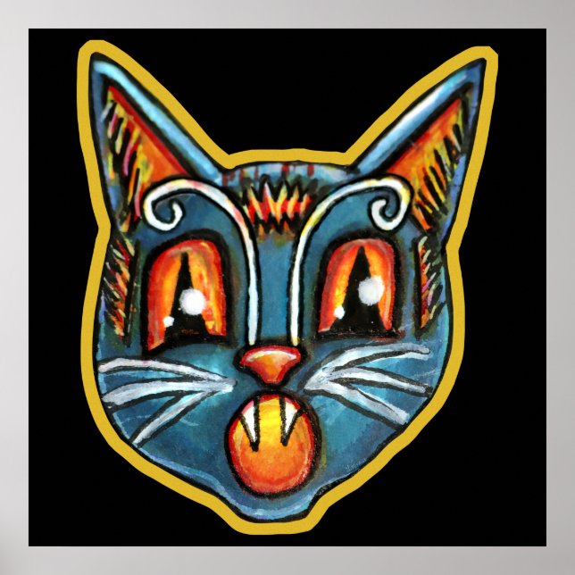 Falln Scaredy Cat Vintage Halloweenies  Poster (Front)
