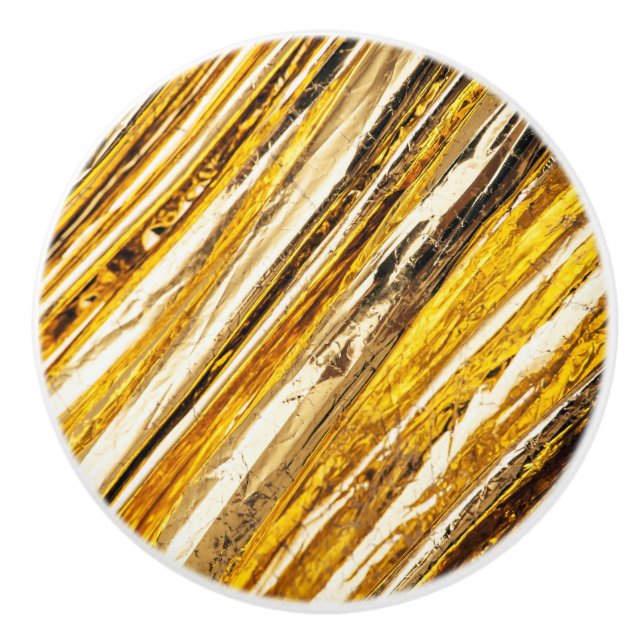 Falln Shimmering Gold Foil Ceramic Knob (Front)