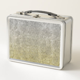 Falln Silver and Gold Glit Gradient Metal Lunch Box