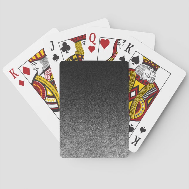 Falln Silver & Black Glitter Gradient Playing Cards (Back)